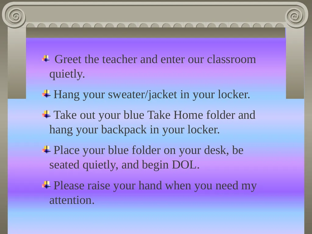 MRS.GREENHOUSE'S THIRD GRADE PRODUCTION PROCEDURES - slide 3 of 10