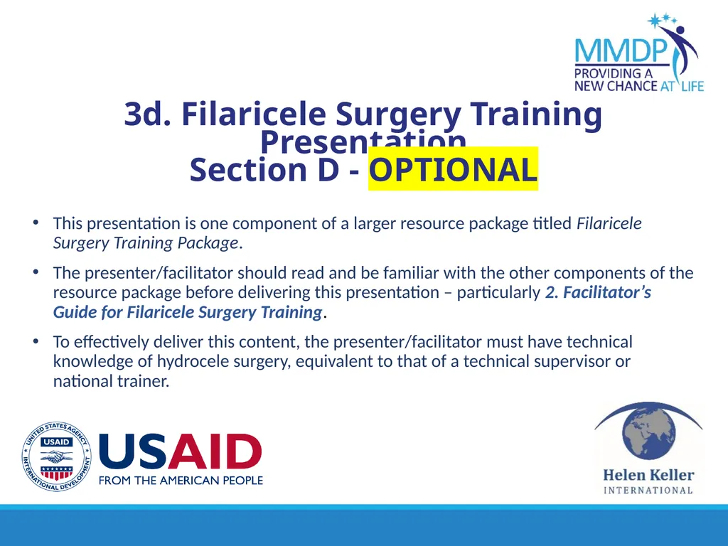 3d. Filaricele Surgery Training Presentation - slide 1 of 9