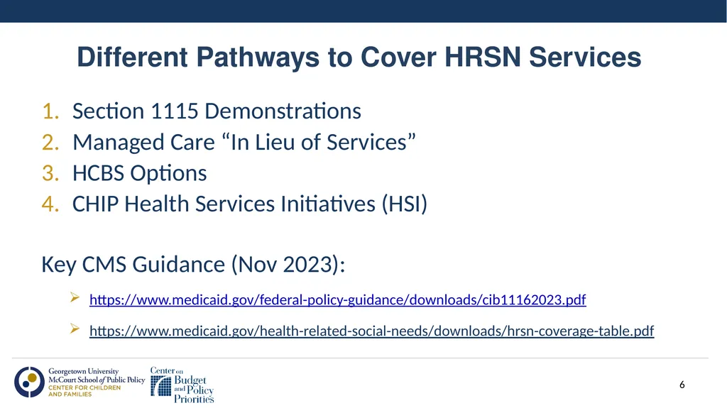 Using Section 1115 Demonstrations to Support - slide 6 of 17