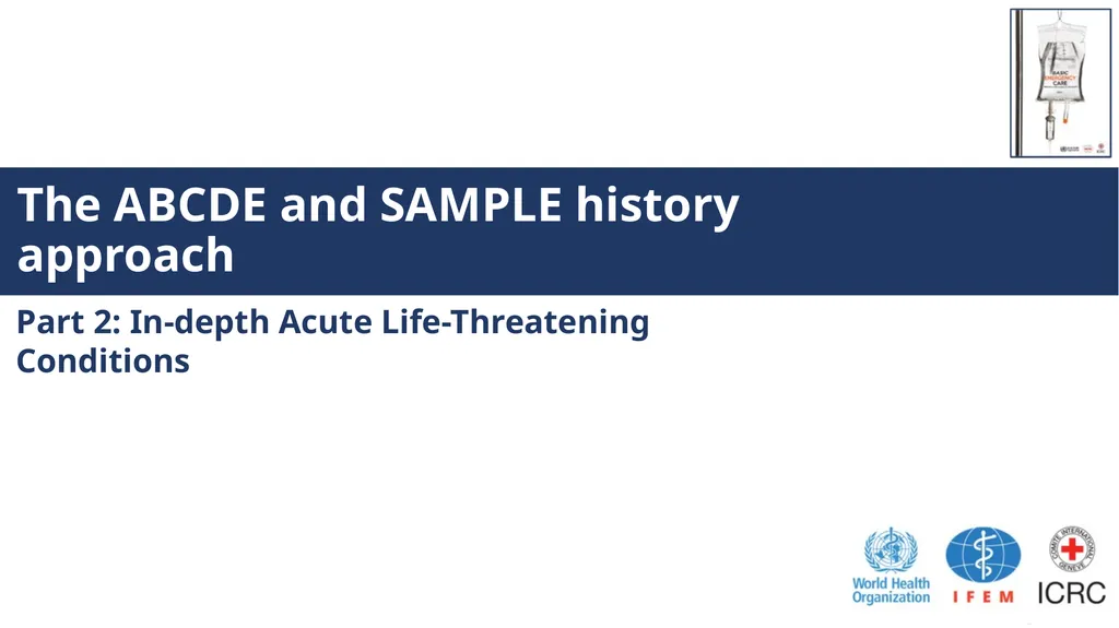 The ABCDE and SAMPLE History Approach Basic - slide 29 of 69