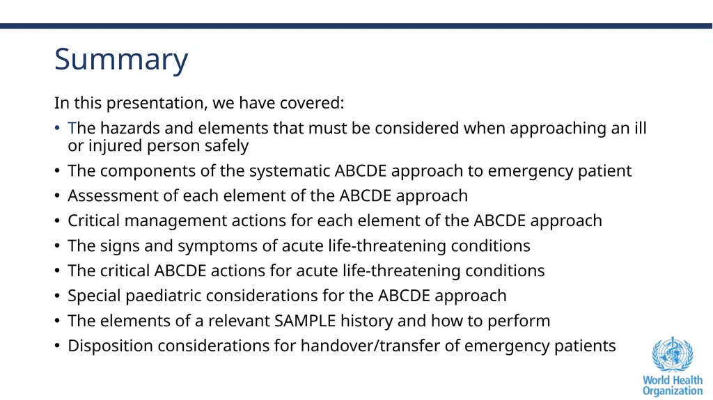 The ABCDE and SAMPLE History Approach Basic - slide 69 of 69