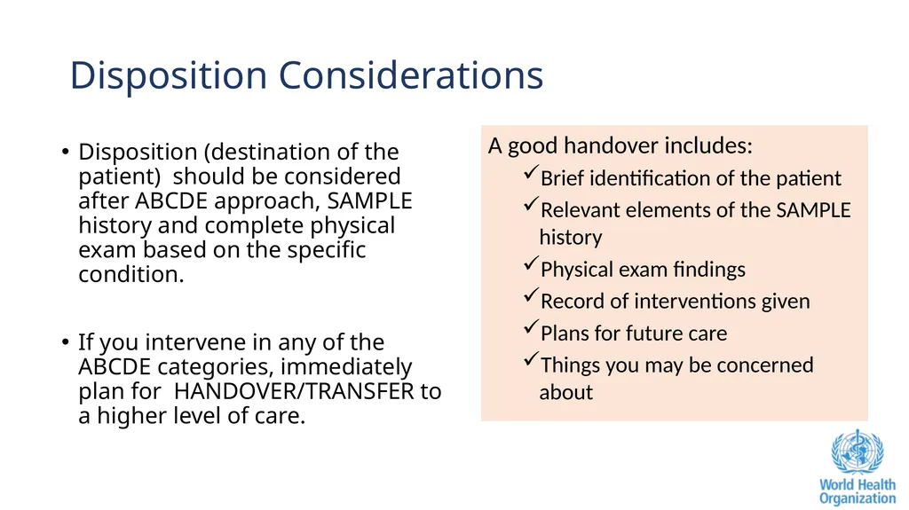 The ABCDE and SAMPLE History Approach Basic - slide 64 of 69