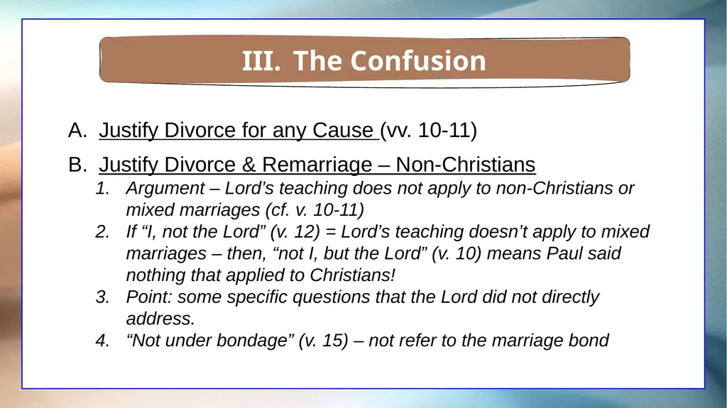 1 Corinthians 7 The Overview The Setting The - slide 23 of 38