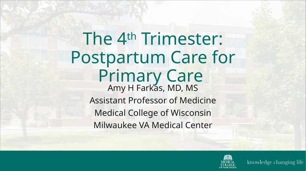 The 4th Trimester: Postpartum Care for Primary - slide 1 of 40