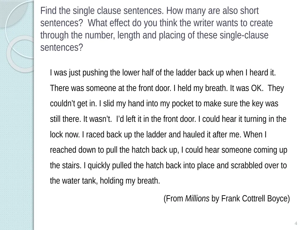 SINGLE and MULTI-Clause SEntences TEACHING - slide 4 of 19