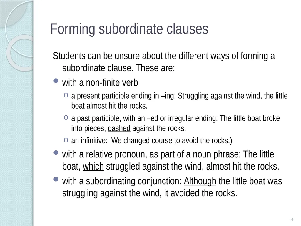SINGLE and MULTI-Clause SEntences TEACHING - slide 14 of 19