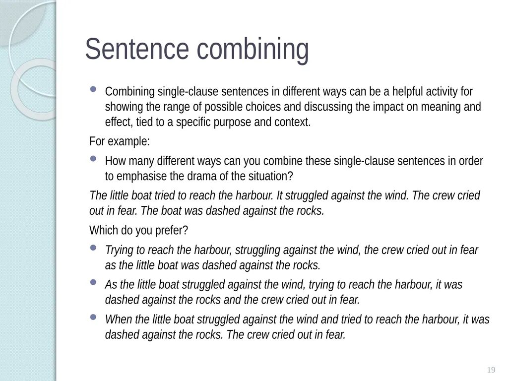 SINGLE and MULTI-Clause SEntences TEACHING - slide 19 of 19