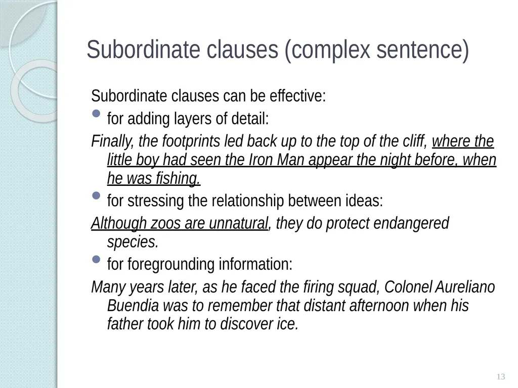 SINGLE and MULTI-Clause SEntences TEACHING - slide 13 of 19