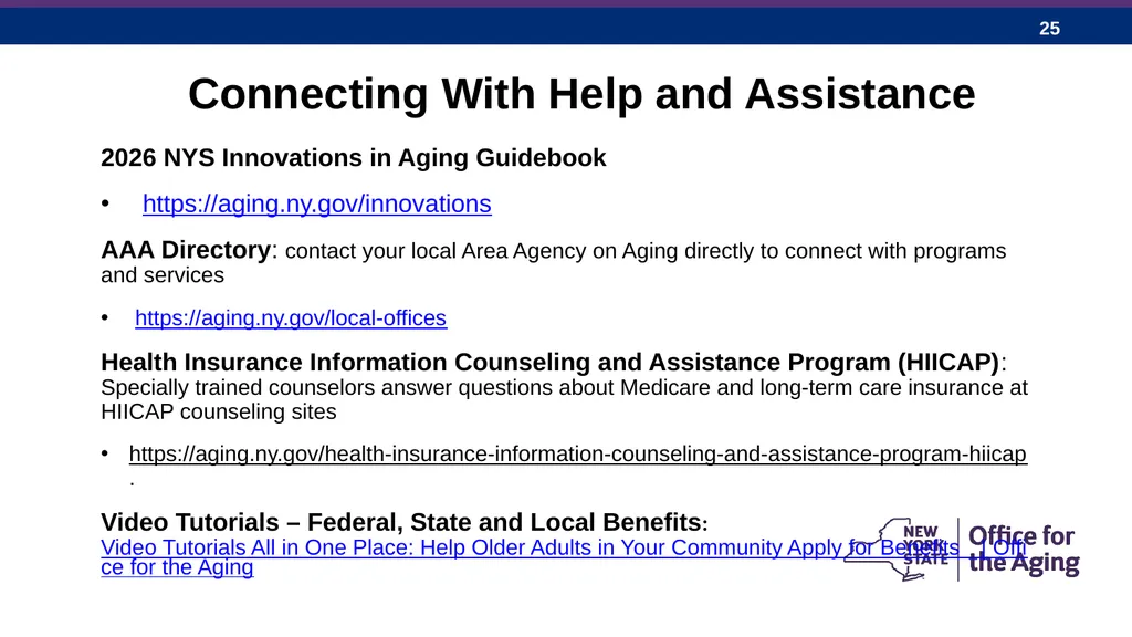 New York State Office for the Aging: Expanding - slide 25 of 27