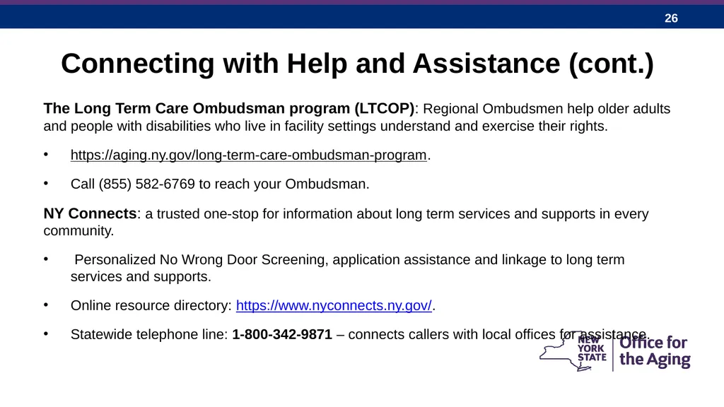 New York State Office for the Aging: Expanding - slide 26 of 27