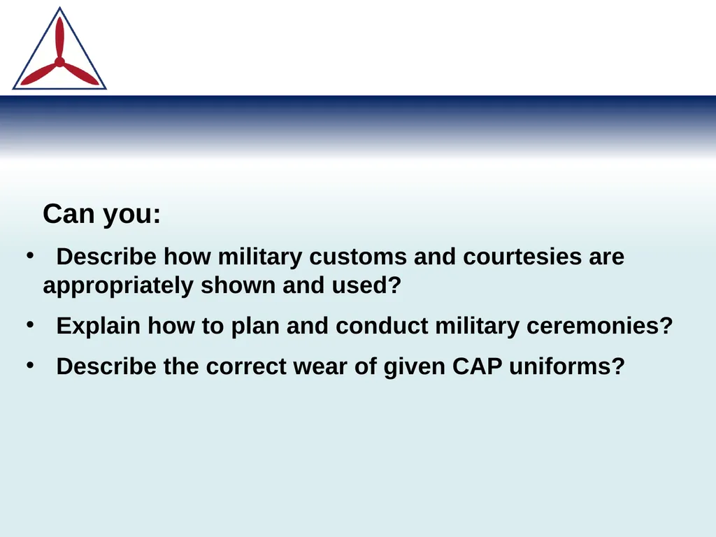 Unit Commanders Course Customs, Courtesies and - slide 3 of 15