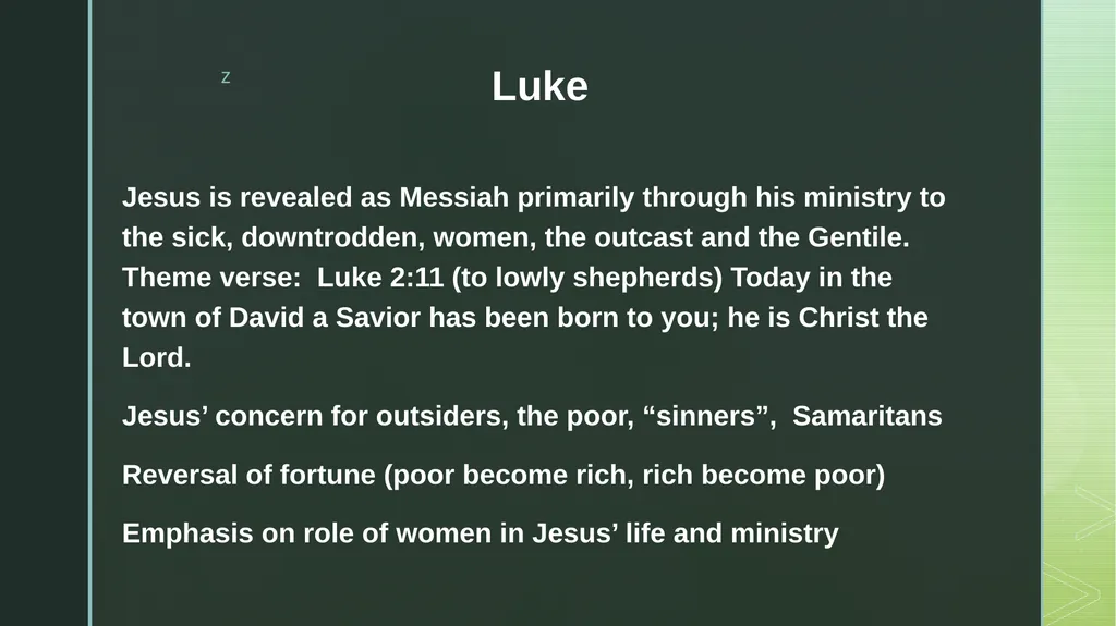 Four Portraits, One Jesus Matthew Mark Luke John - slide 8 of 33