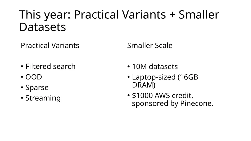 Big ANN @ NeurIPS’23 Practical Vector Search - slide 5 of 18
