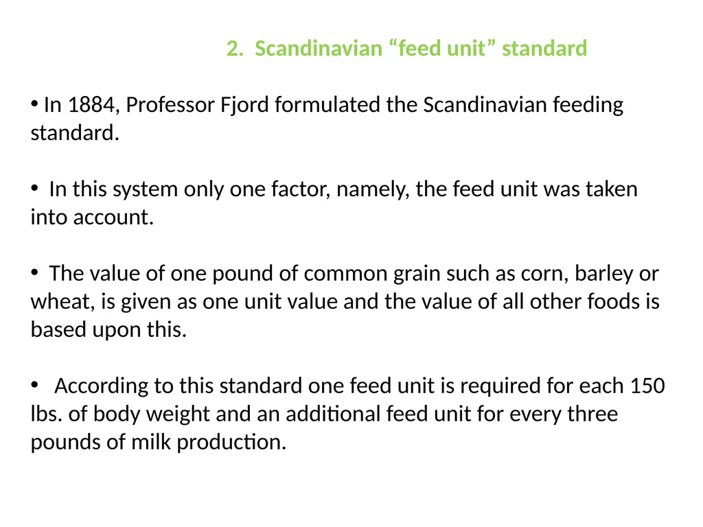 Feeding Standard- I (Comparative Type) Course No. - slide 10 of 13