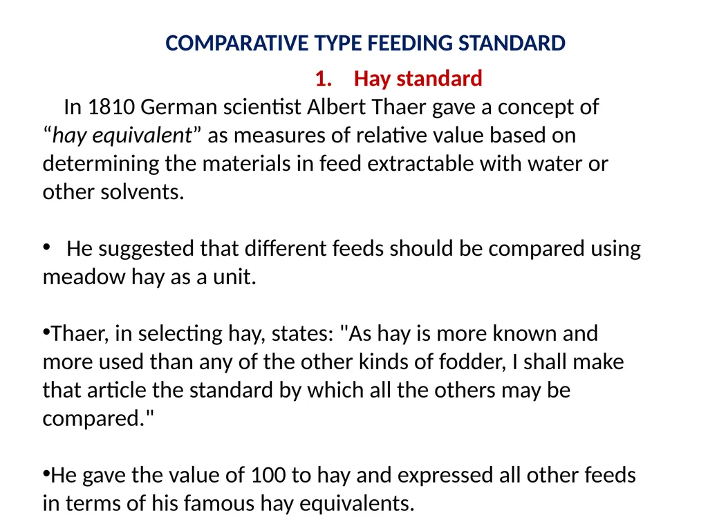 Feeding Standard- I (Comparative Type) Course No. - slide 8 of 13