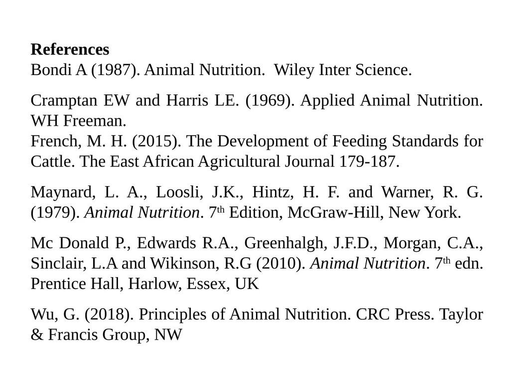 Feeding Standard- I (Comparative Type) Course No. - slide 12 of 13