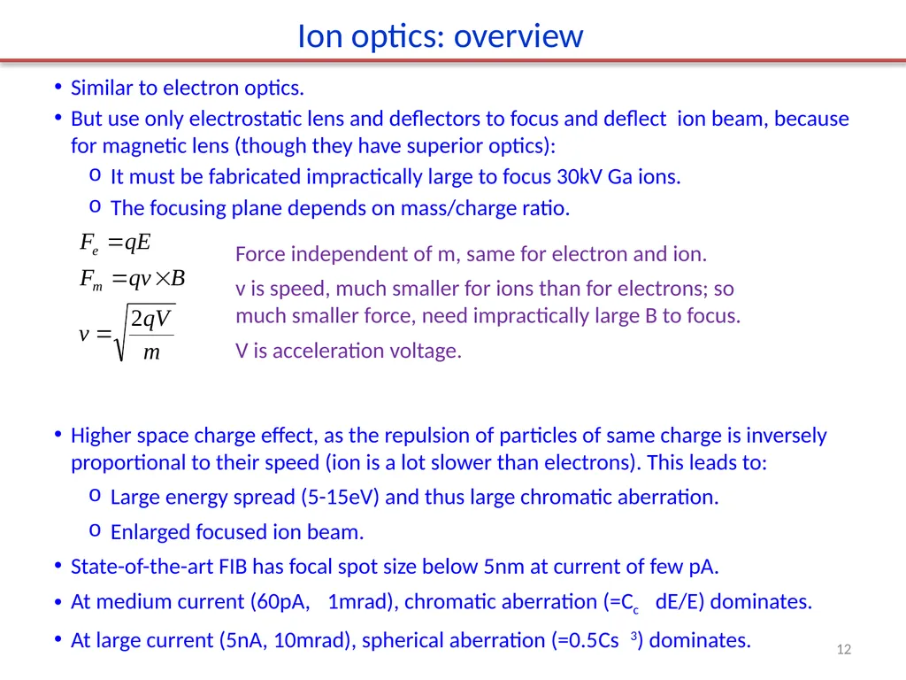 Focused ion beam (FIB) Overview. Ion source and - slide 12 of 31