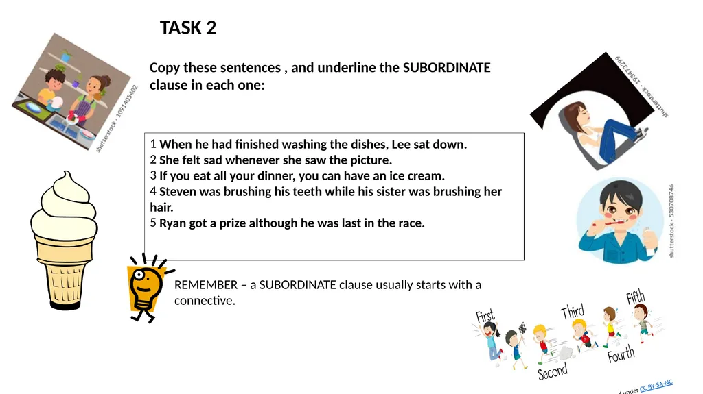 Main and subordinate clauses The MAIN clause in a - slide 6 of 6