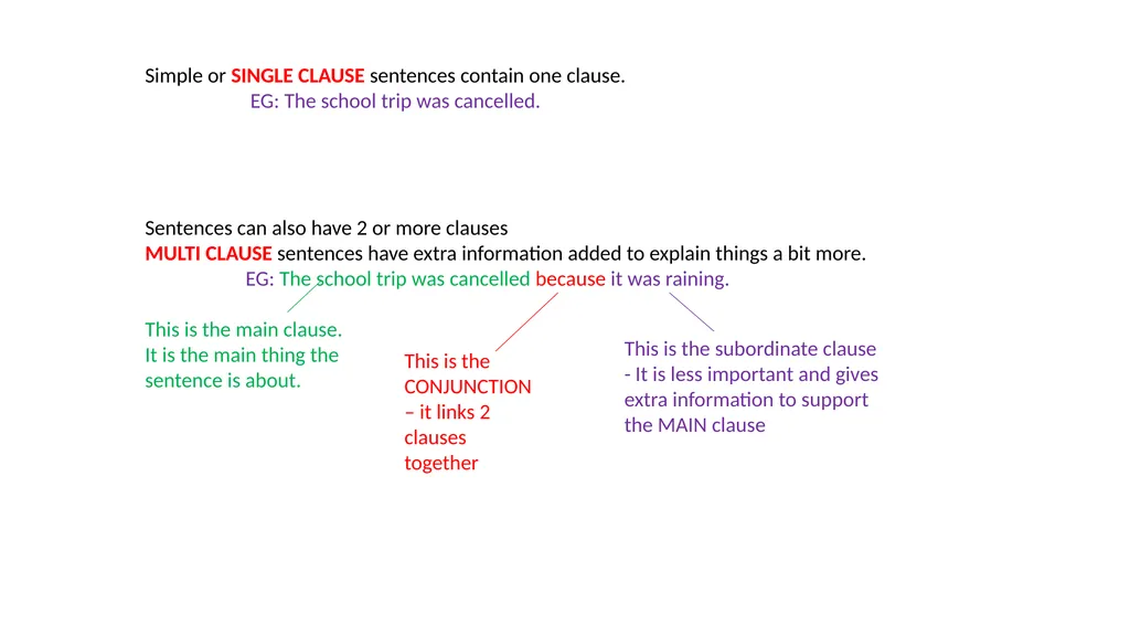 Main and subordinate clauses The MAIN clause in a - slide 4 of 6