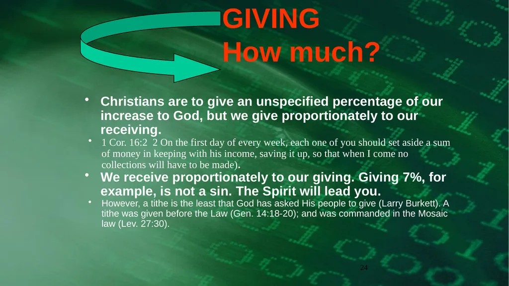 1 BIBLICAL FINANCIAL PRINCIPLES Jim Sutherland, - slide 24 of 85