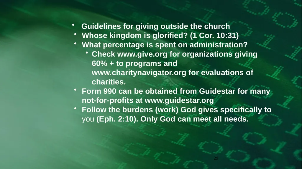 1 BIBLICAL FINANCIAL PRINCIPLES Jim Sutherland, - slide 29 of 85