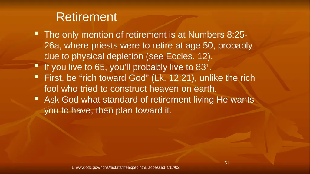 1 BIBLICAL FINANCIAL PRINCIPLES Jim Sutherland, - slide 51 of 85