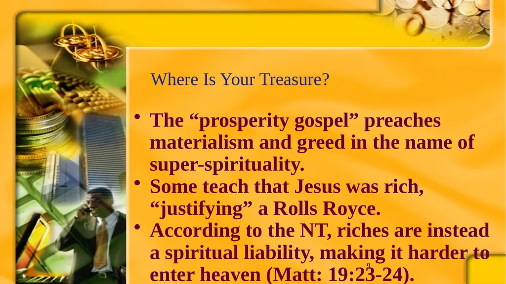 1 BIBLICAL FINANCIAL PRINCIPLES Jim Sutherland, - slide 9 of 85