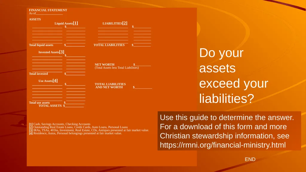 1 BIBLICAL FINANCIAL PRINCIPLES Jim Sutherland, - slide 63 of 85