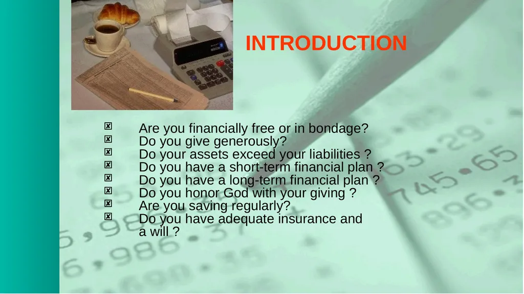 1 BIBLICAL FINANCIAL PRINCIPLES Jim Sutherland, - slide 2 of 85