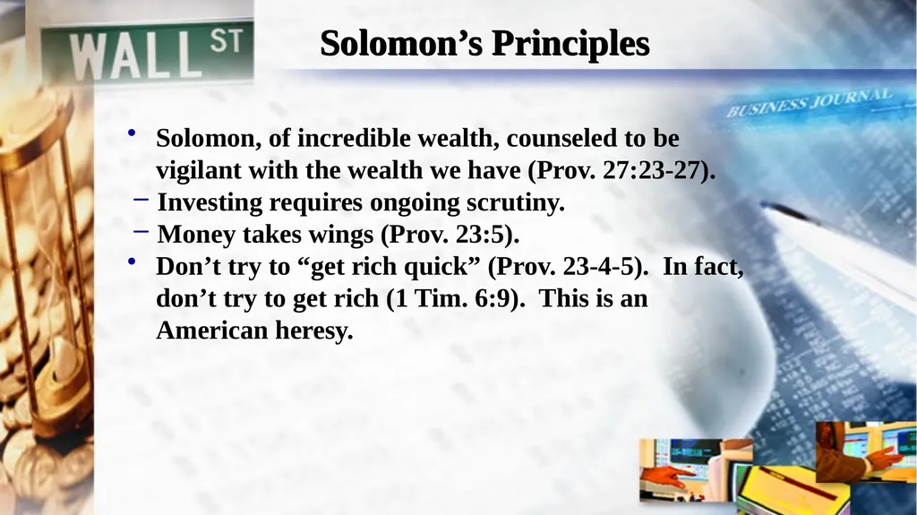 1 BIBLICAL FINANCIAL PRINCIPLES Jim Sutherland, - slide 67 of 85