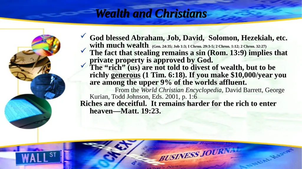 1 BIBLICAL FINANCIAL PRINCIPLES Jim Sutherland, - slide 11 of 85