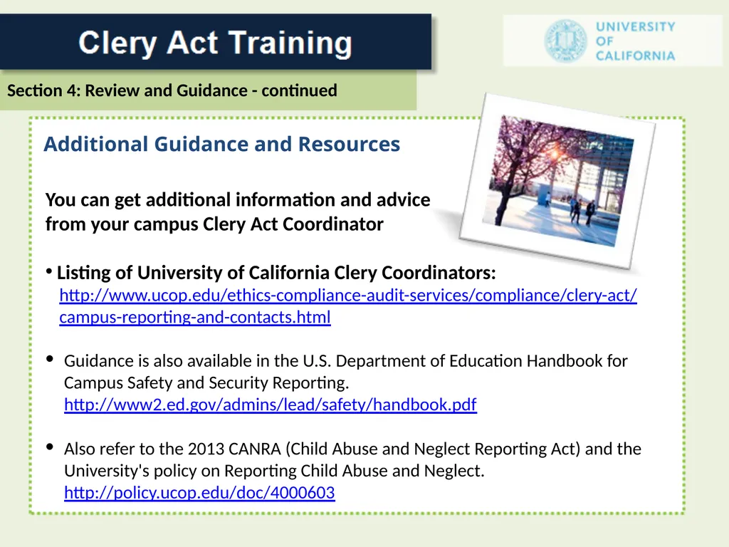 For a Campus Security Authority (CSA) 1 In 1986 - slide 33 of 34