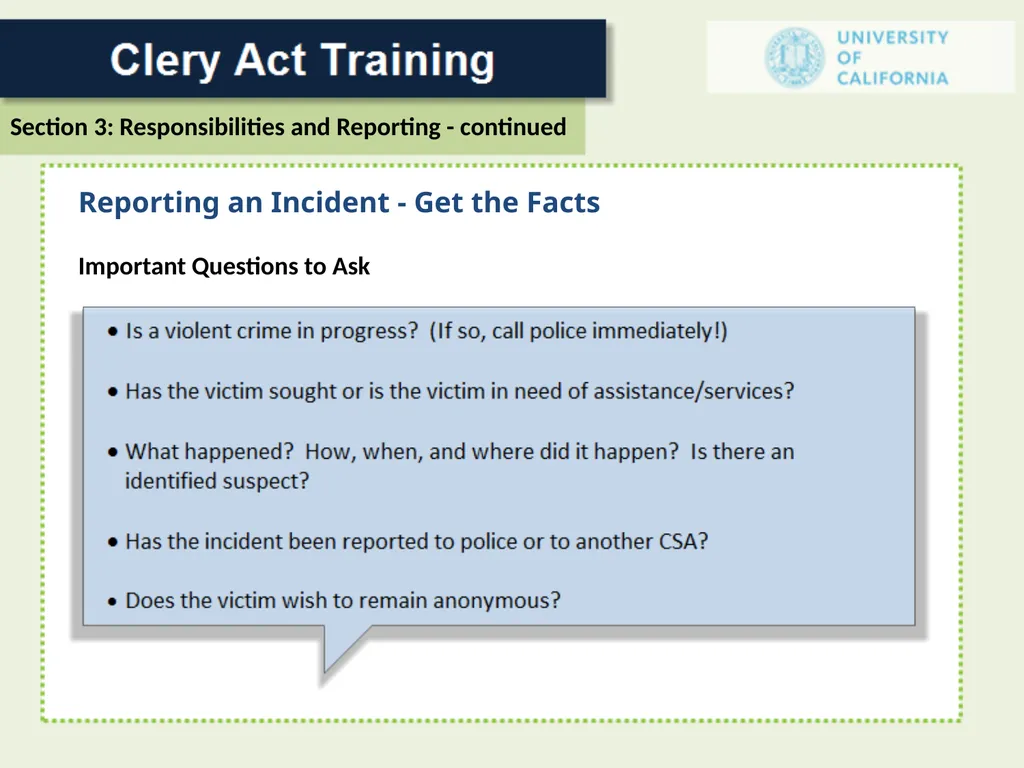 For a Campus Security Authority (CSA) 1 In 1986 - slide 27 of 34
