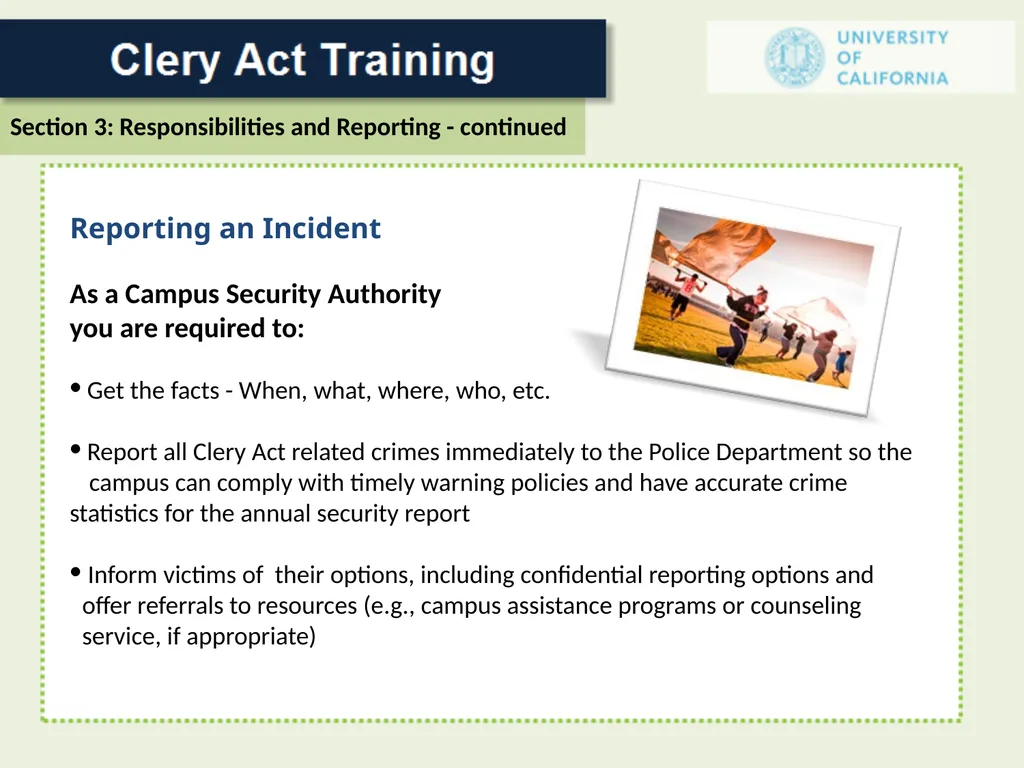 For a Campus Security Authority (CSA) 1 In 1986 - slide 26 of 34