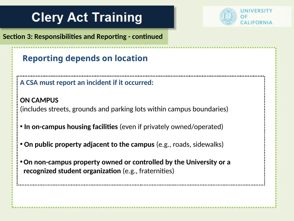 For a Campus Security Authority (CSA) 1 In 1986 - slide 22 of 34