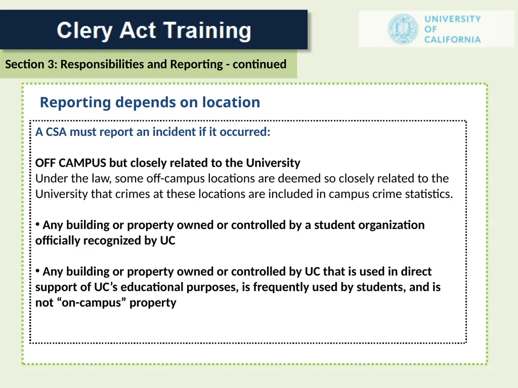 For a Campus Security Authority (CSA) 1 In 1986 - slide 23 of 34