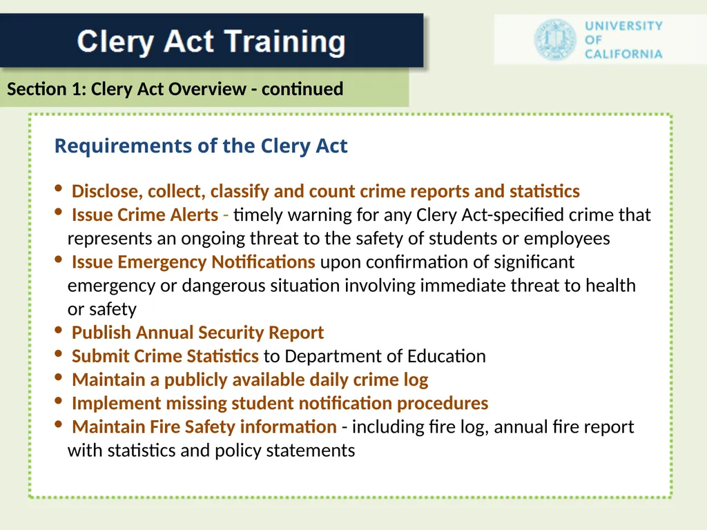 For a Campus Security Authority (CSA) 1 In 1986 - slide 9 of 34