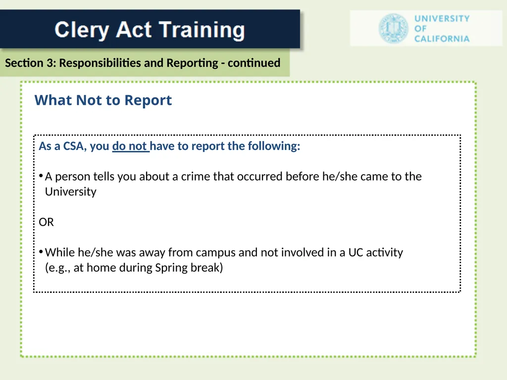 For a Campus Security Authority (CSA) 1 In 1986 - slide 25 of 34