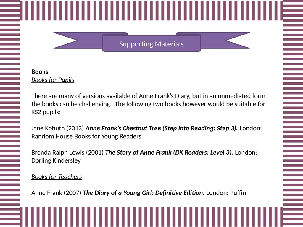 Anne Frank Supporting Materials Supporting - slide 2 of 4