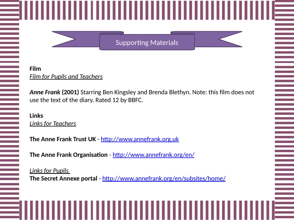 Anne Frank Supporting Materials Supporting - slide 3 of 4