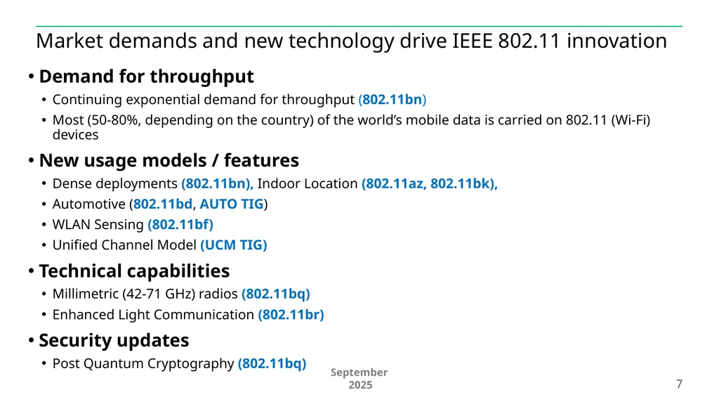 IEEE 802.11 Overview and Amendments under - slide 7 of 27