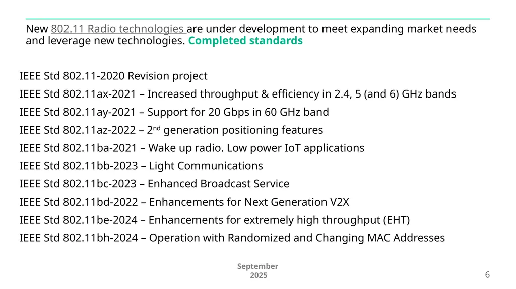 IEEE 802.11 Overview and Amendments under - slide 6 of 27