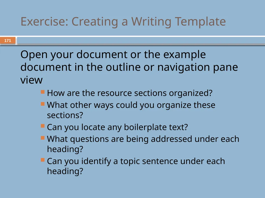 Developing and Writing Effective Documents - slide 171 of 193