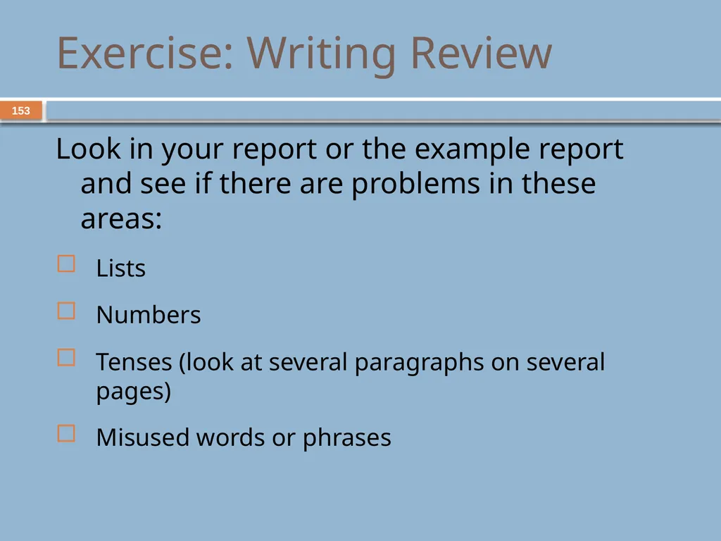 Developing and Writing Effective Documents - slide 153 of 193