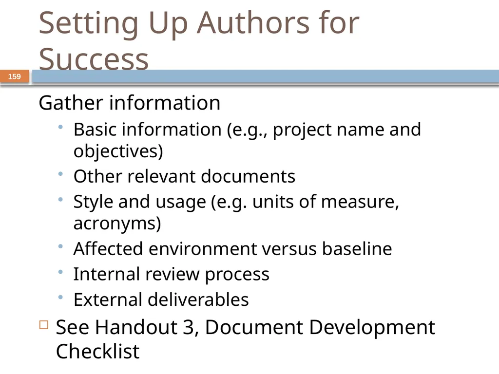 Developing and Writing Effective Documents - slide 159 of 193