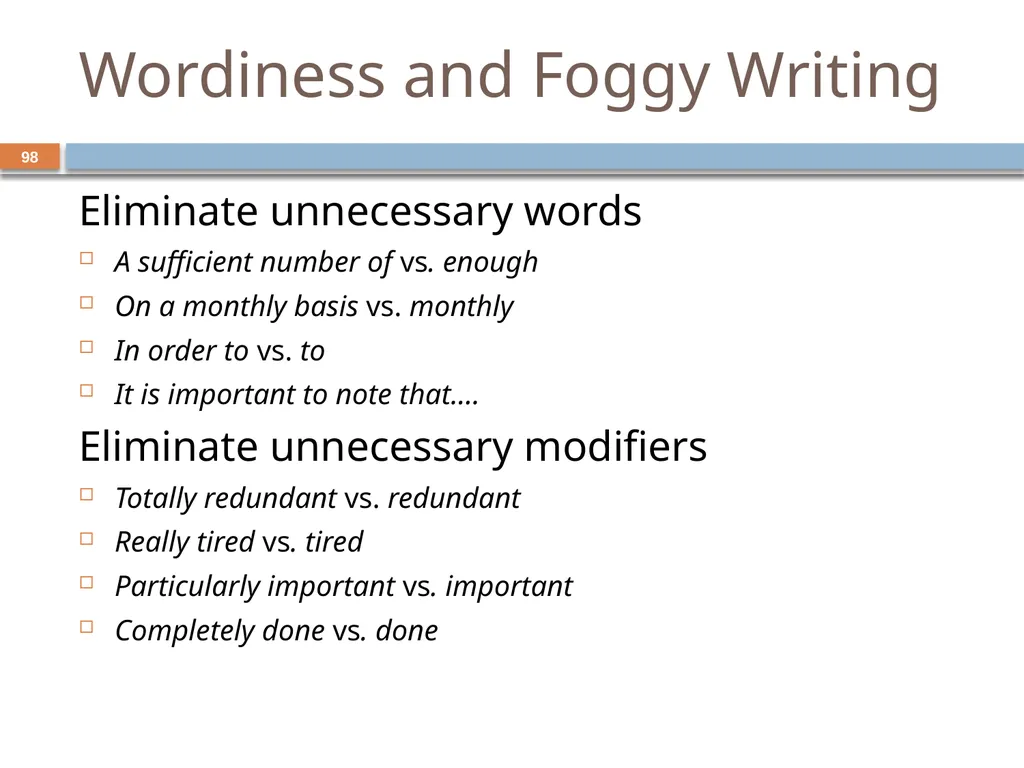 Developing and Writing Effective Documents - slide 98 of 193