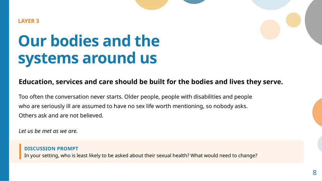 A conversation for peer educators, health - slide 8 of 14