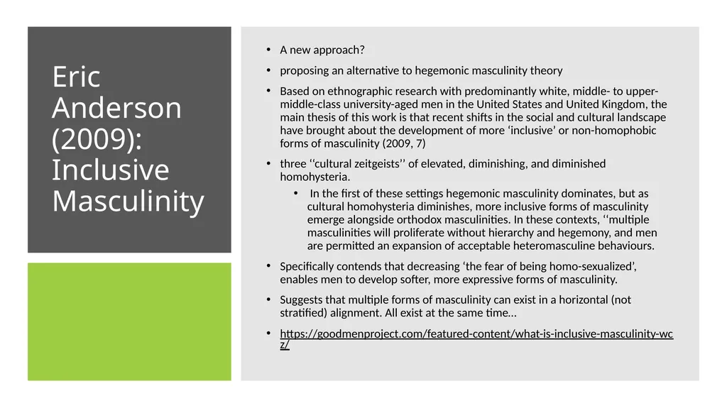 INTRODUCTION TO MASCULINITIES STUDIES Masculinity - slide 27 of 30