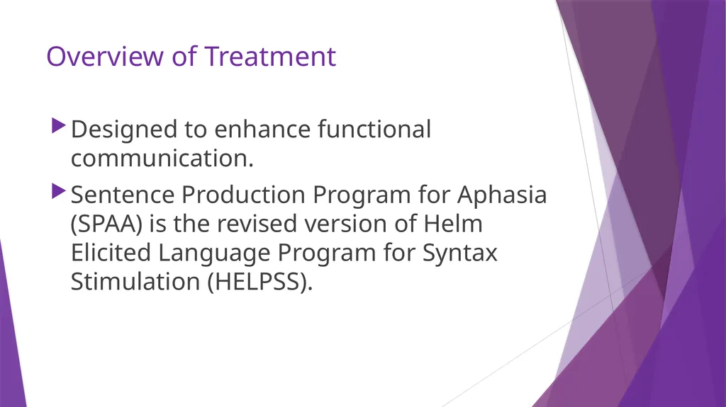 Sentence Production Program for Aphasia (SPPA) - slide 2 of 21