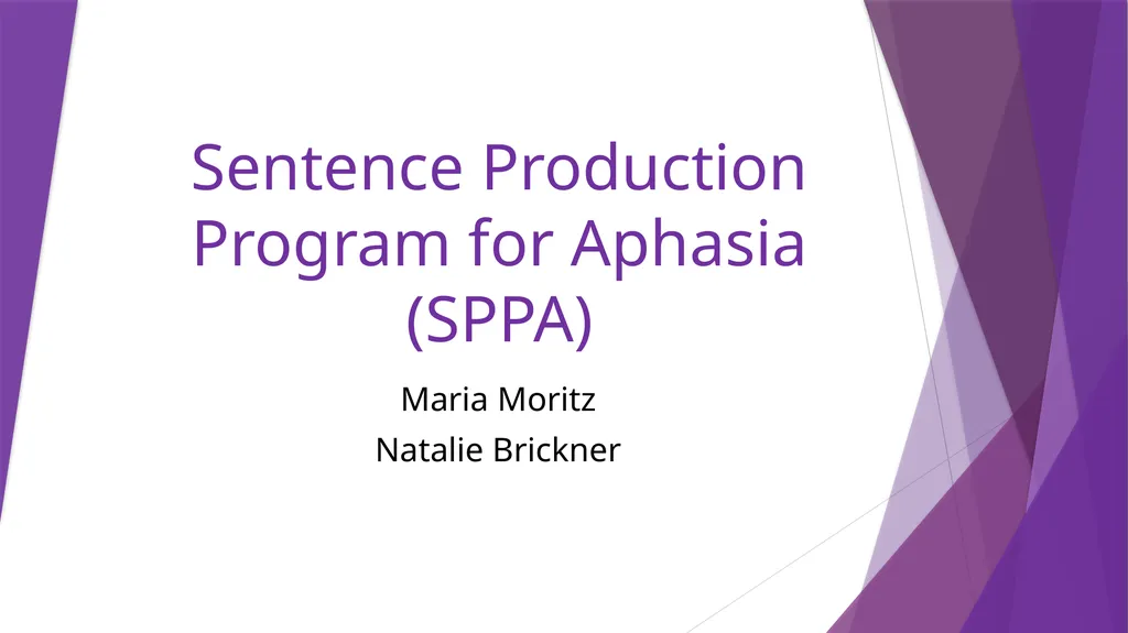 Sentence Production Program for Aphasia (SPPA) - slide 1 of 21
